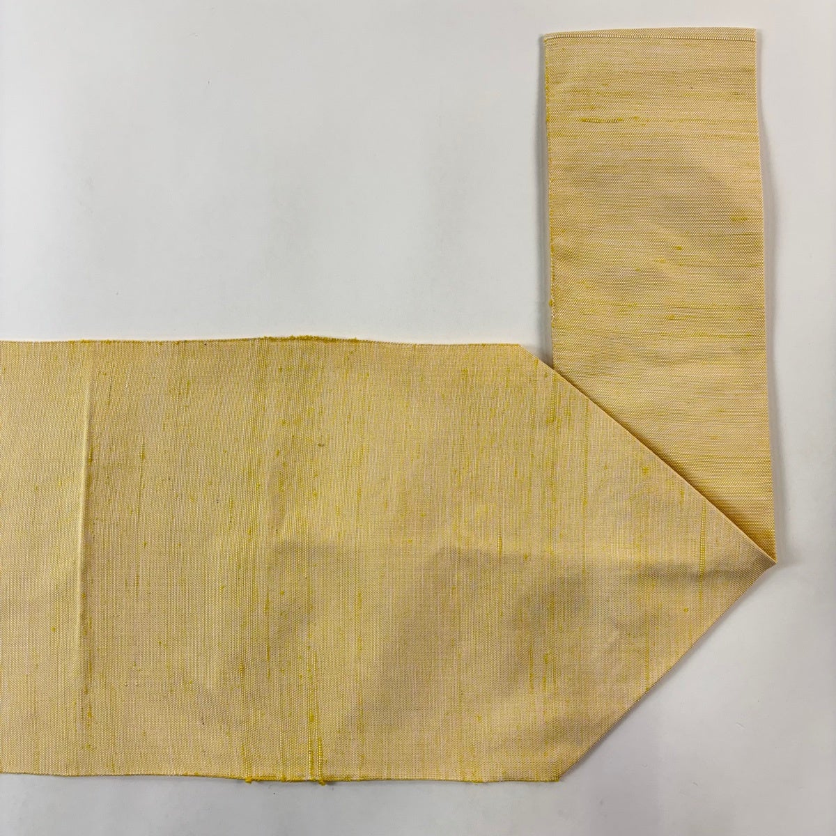 美品】 名古屋帯 優品 八寸名古屋帯 松葉仕立て 万寿菊 紬地 薄黄 正絹