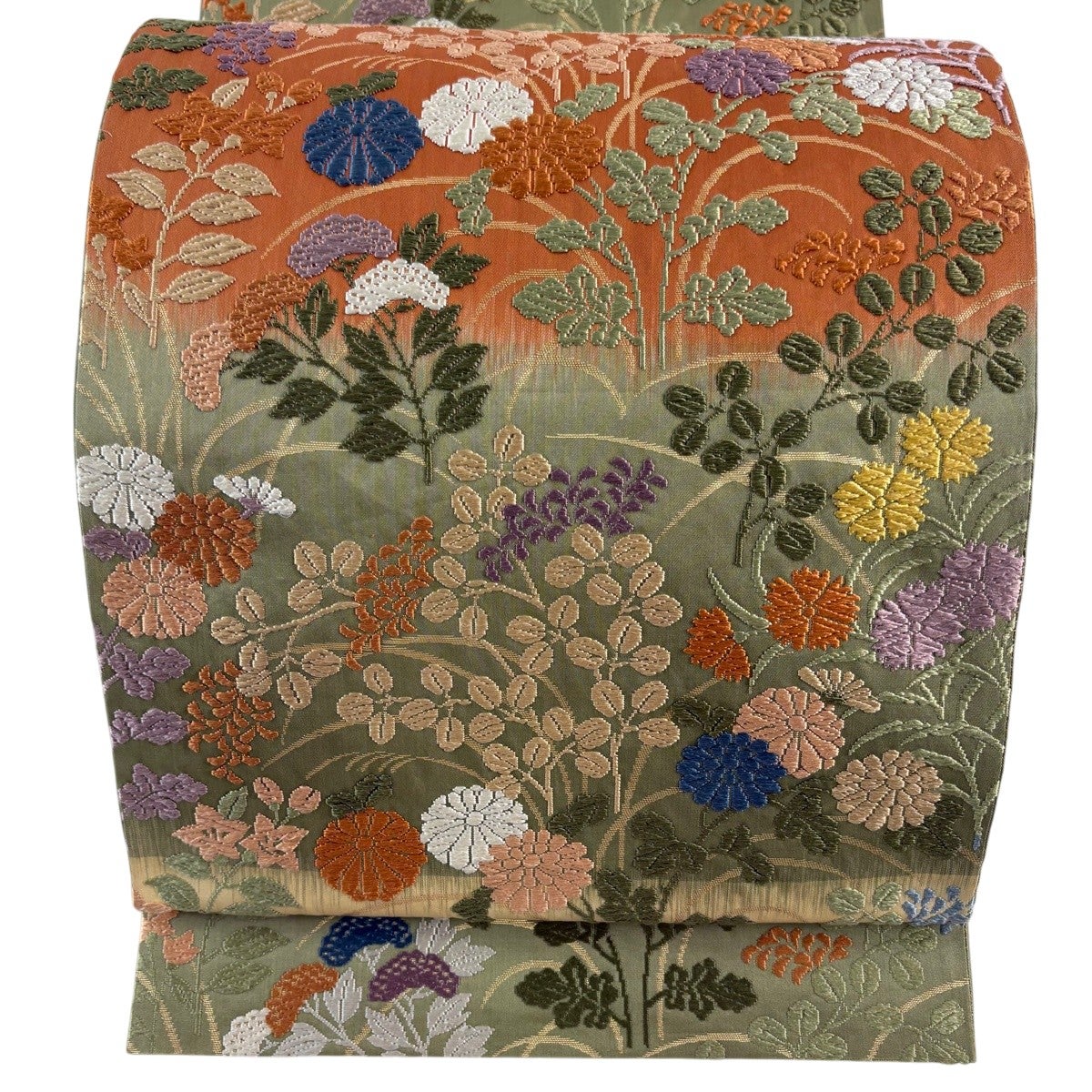 袋帯 秀品 菊 菱 唐織 箔 金色 六通 正絹｜中古・古着・リサイクル着物 