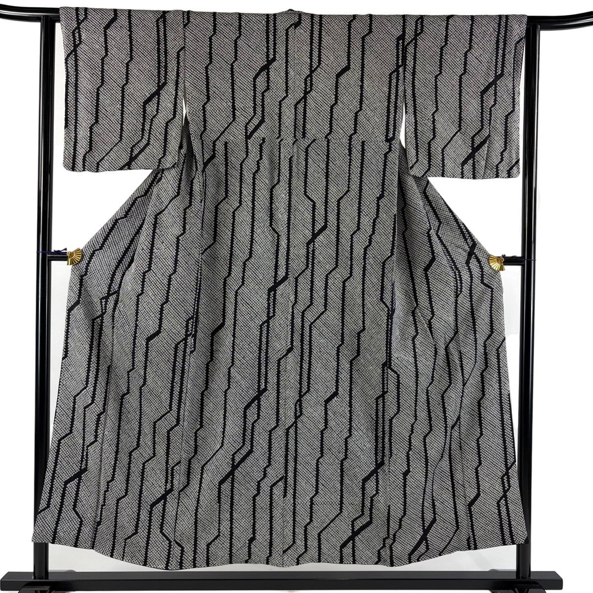 小紋 小紋 身丈156.5cm 裄丈64cm M 袷 桐 葵 濃紫 正絹 秀品｜中古・古着