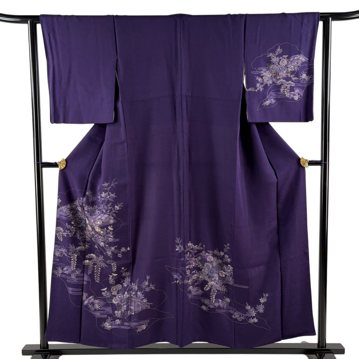 付下げ 身丈161.5cm 裄丈67.5cm L 袷 蝶 金通し 金銀彩 薄緑 正絹 秀品