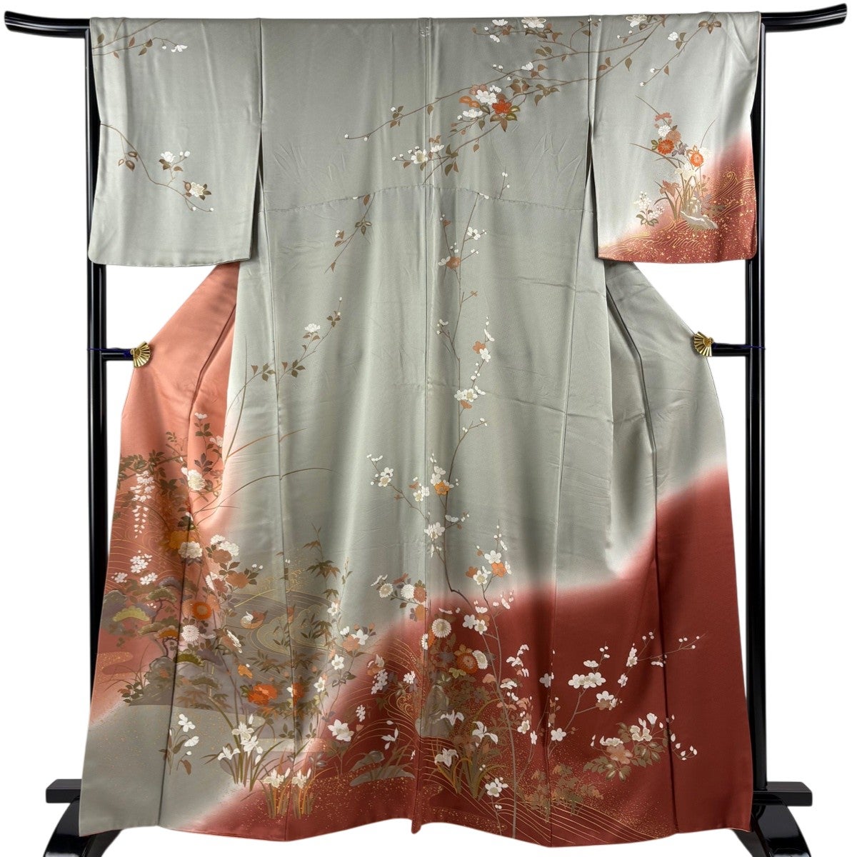 訪問着 身丈165cm 裄丈64cm 正絹 逸品 【中古】 訪問着 身丈164.5cm 裄丈64cm M 袷 千總 落款あり 松竹梅 鶴 刺繍 金彩