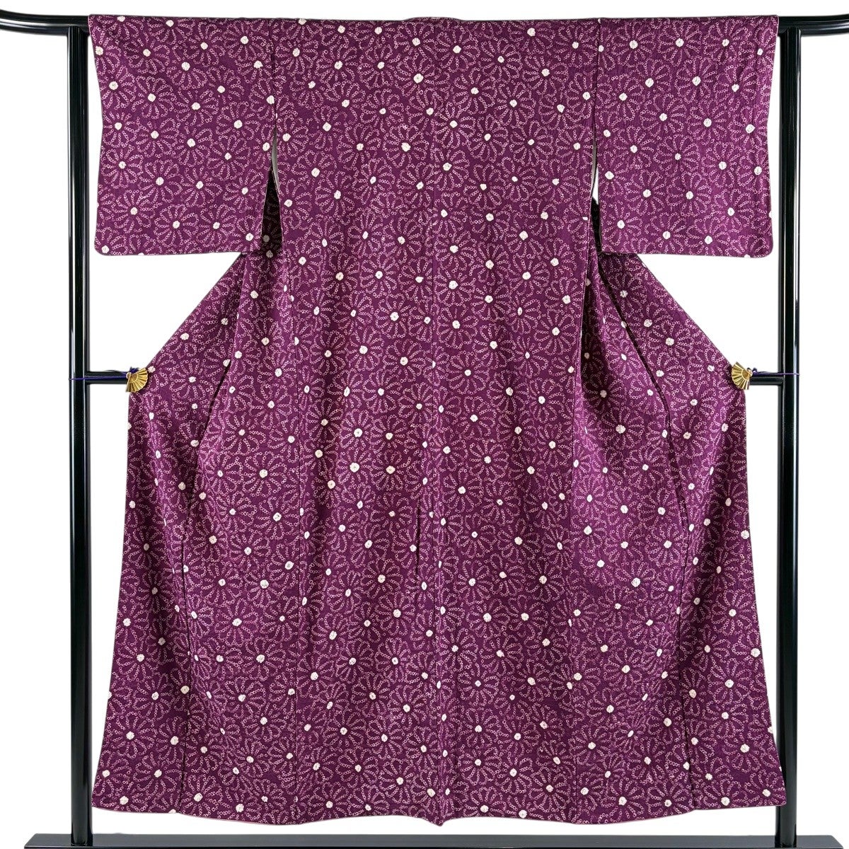 【新品・しつけ付き】薄紫色 花柄絞り小紋着物　正絹　身丈156cm裄67cm 小紋 身丈151cm 裄丈62cm S 袷 花 絞り 紫 正絹 秀品｜中古・古着
