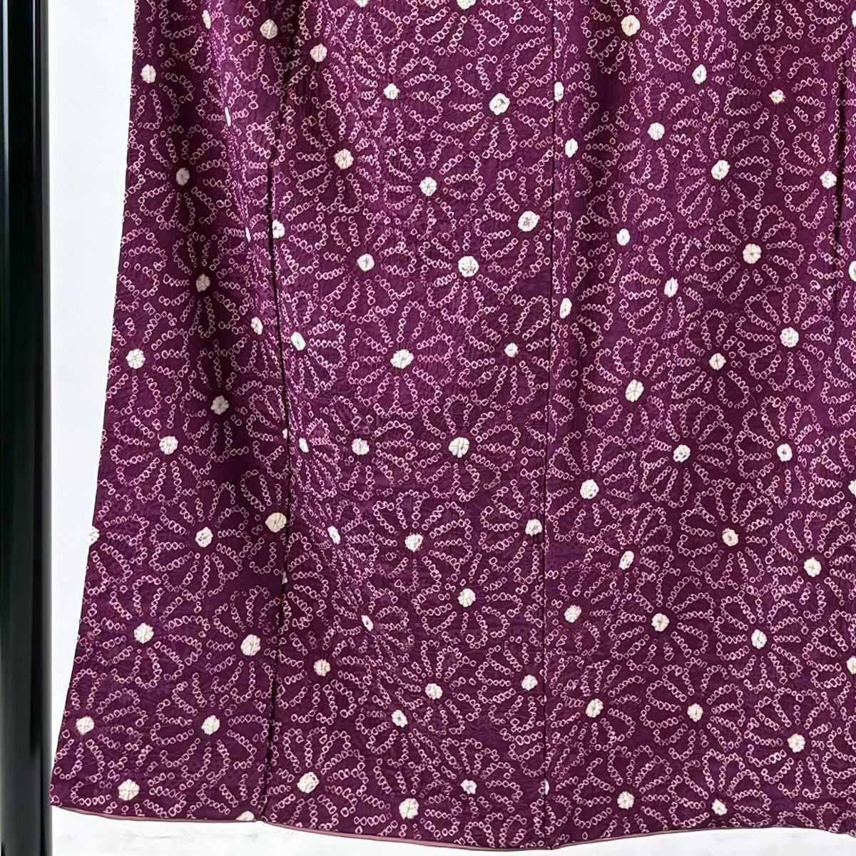 小紋 身丈151cm 裄丈62cm S 袷 花 絞り 紫 正絹 秀品｜中古・古着