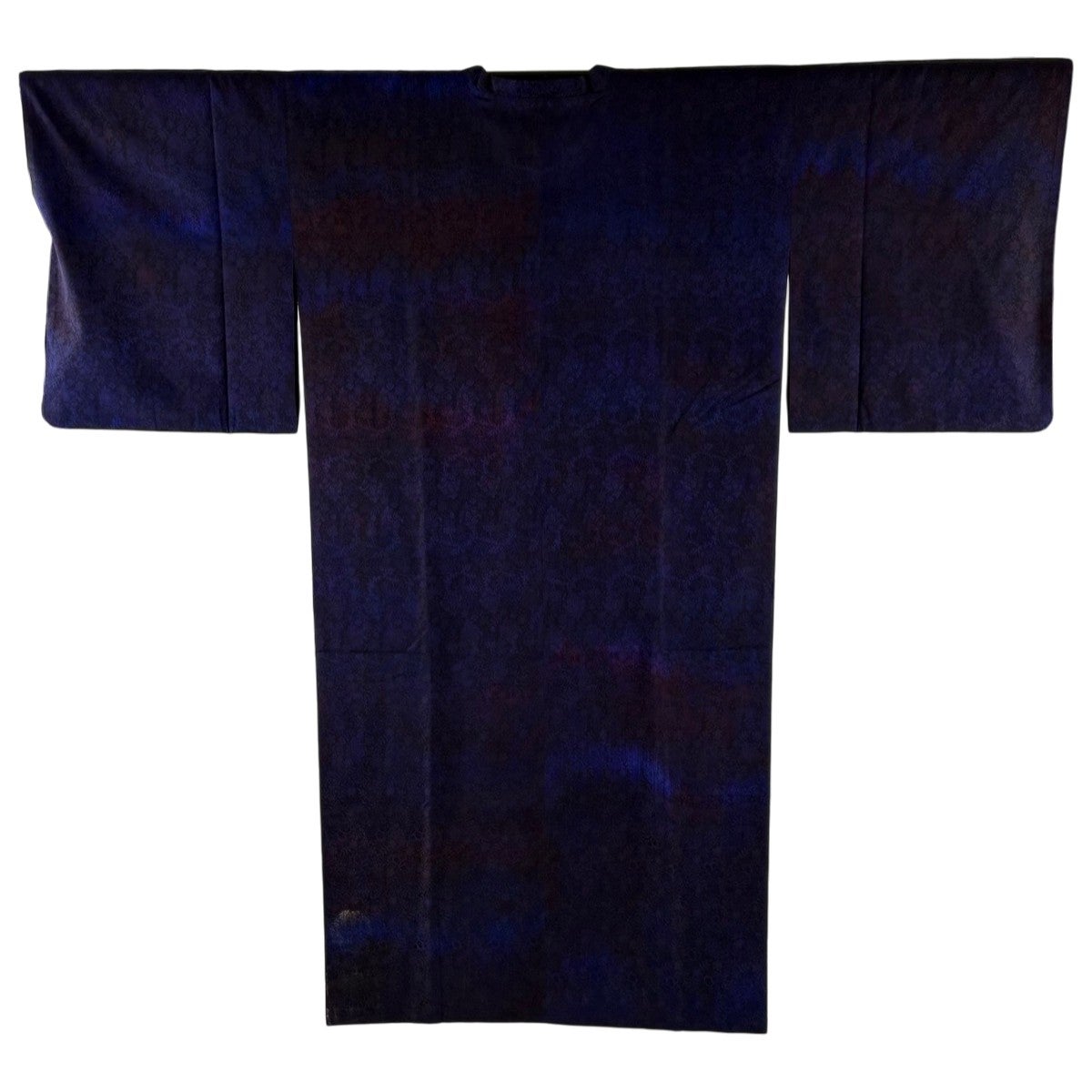 美品】 道行 身丈128.5cm 裄丈65cm M 和装コート 角衿 草花 青紫 正絹