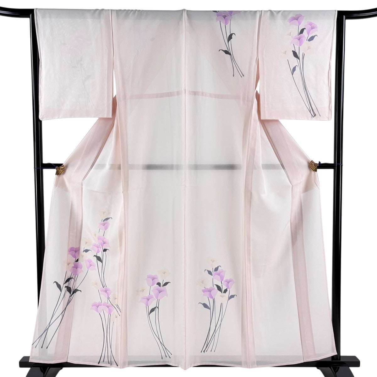 付下げ 身丈158.5cm 裄丈64cm M 薄物 絽 草花 薄ピンク 正絹 優品