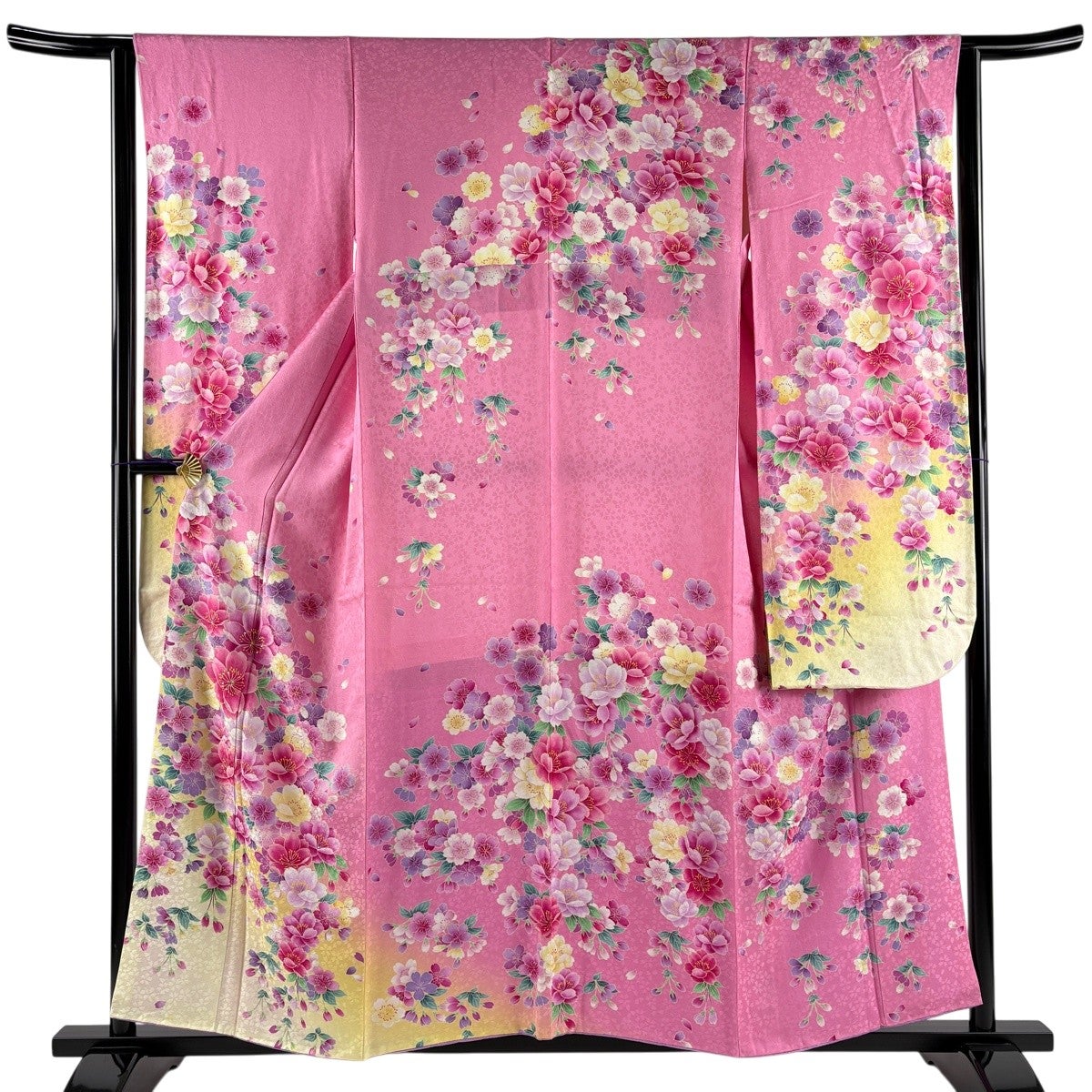美品】 振袖 身丈156cm 裄丈63.5cm S 袷 桜 桜の花びら 金彩 ライン
