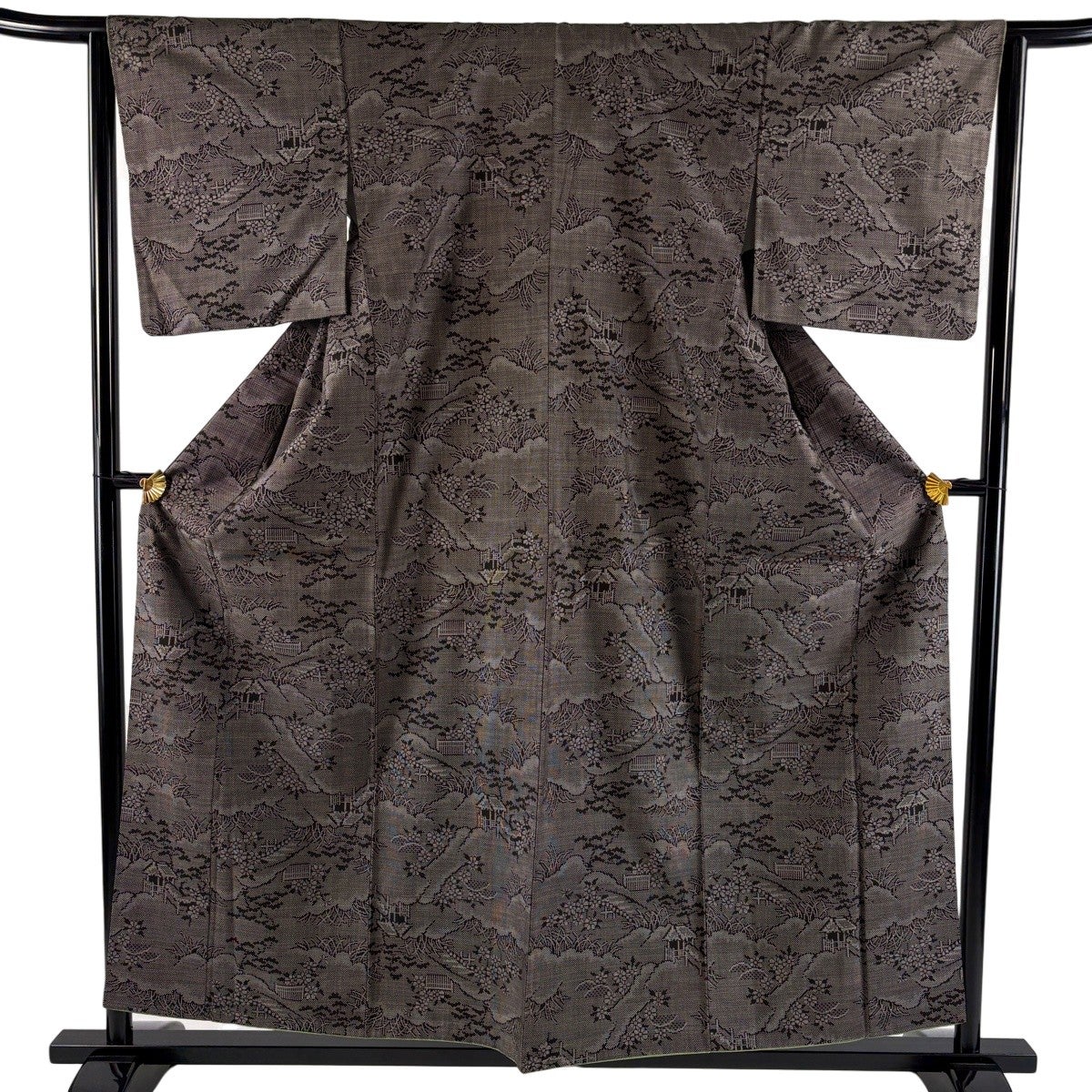【超美品】単衣　紬　夏着物 草花模様 正絹　身丈150cm裄62cm 草花模様 000003039343-01.jpg?size=xl&w=