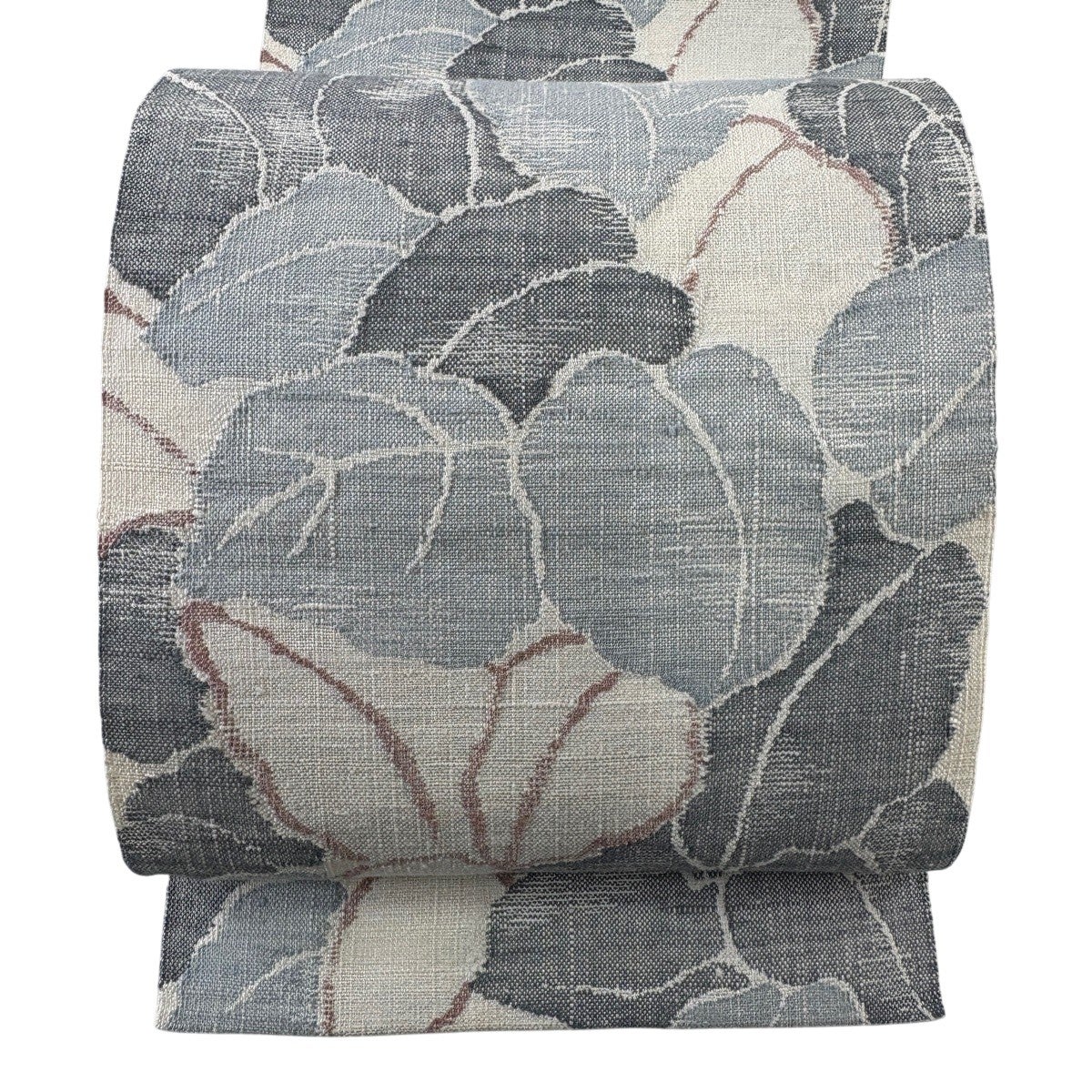 美品】 名古屋帯 秀品 八寸名古屋帯 トンネル仕立て 葉柄 クリーム