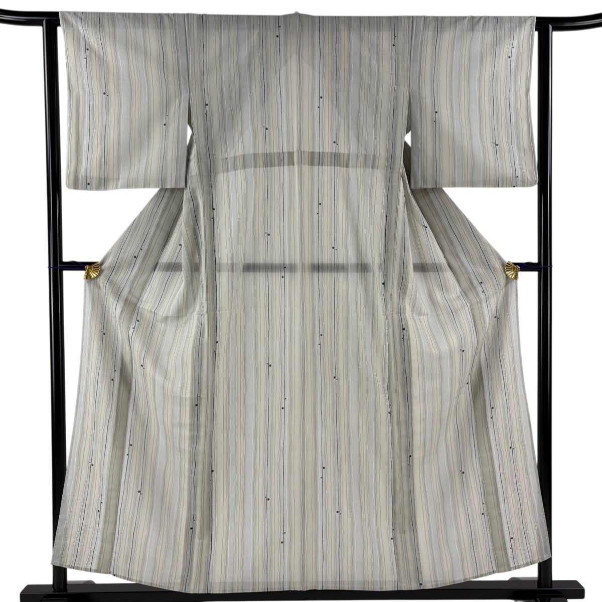 美品】 大島紬 身丈155cm 裄丈62cm S 薄物 証紙あり 灰緑 正絹 秀品