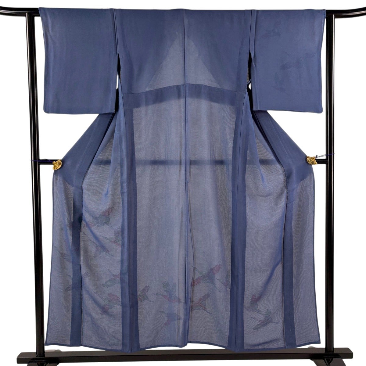 訪問着 身丈150cm 裄丈62.5cm 正絹 美品 秀品 【中古】 訪問着 身丈150cm 裄丈62.5cm S 袷 草花 金彩 ぼかし 灰紫 正絹 秀品
