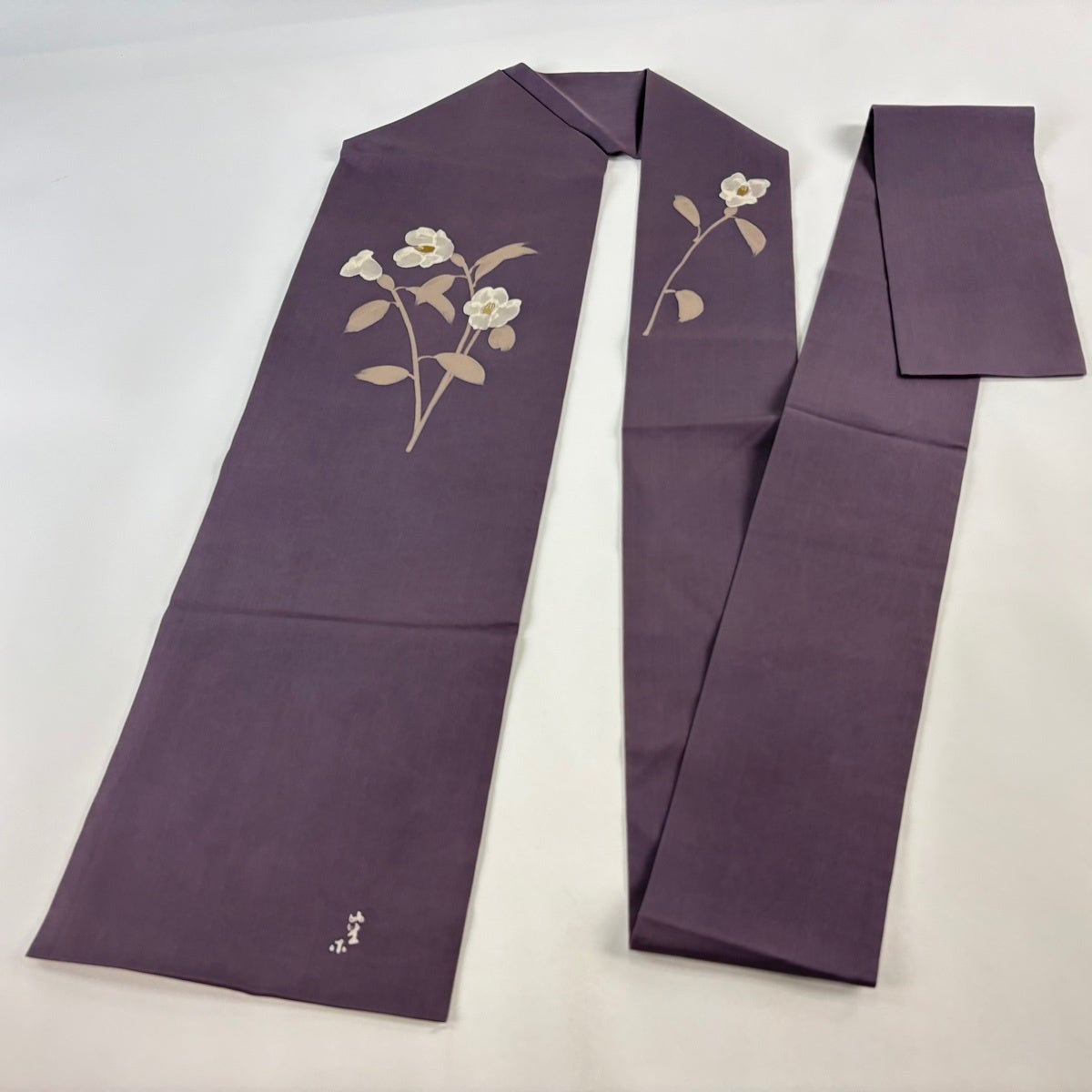 名古屋帯 秀品 落款あり 高久空木 枝花 灰紫 正絹｜中古・古着