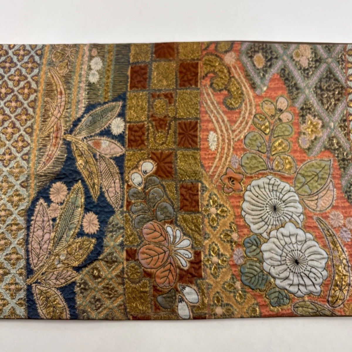 美品】 袋帯 秀品 辻が花柄 桐 箔 茶色 六通 正絹｜中古・古着