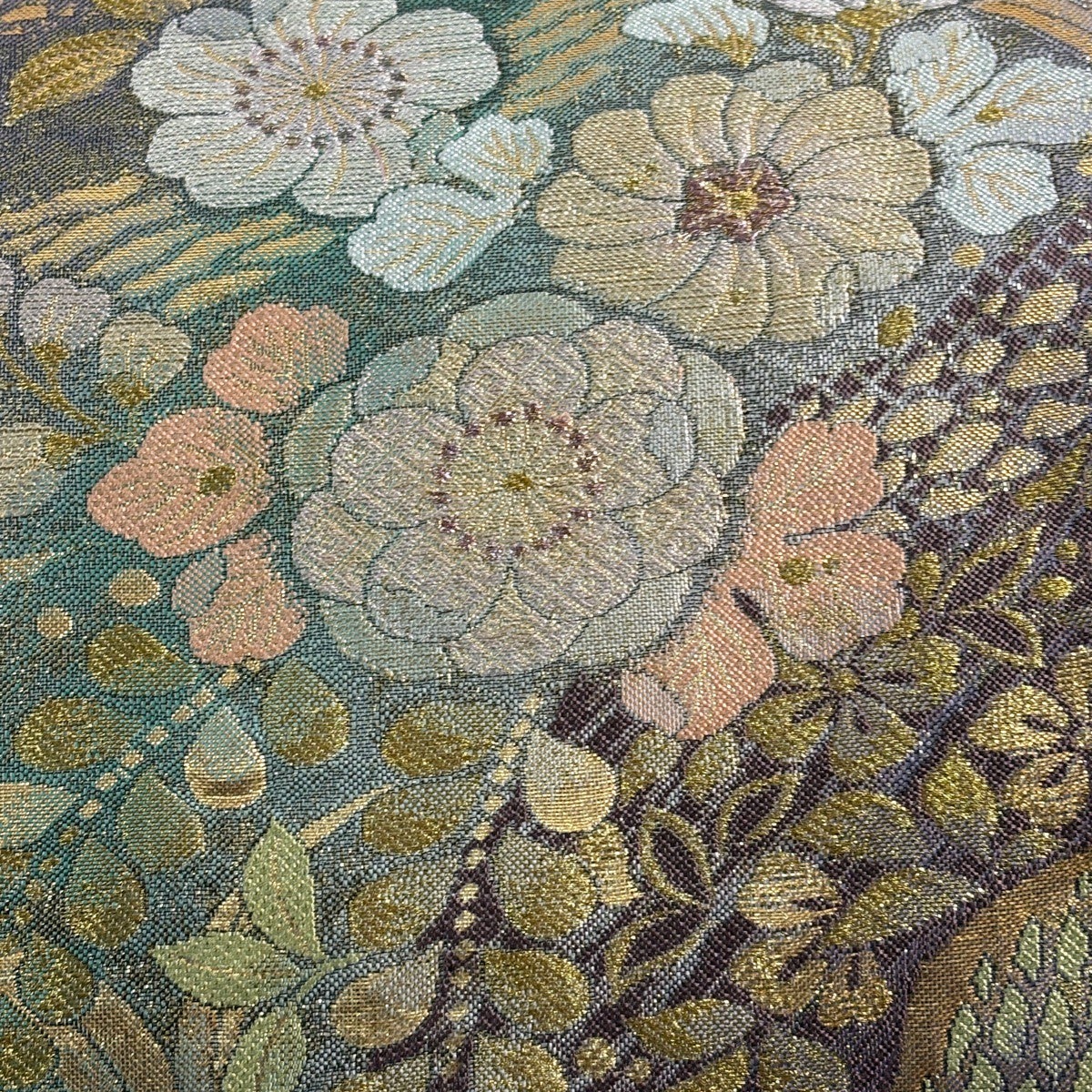 美品】 袋帯 秀品 やまと 本金箔 プラチナ箔 辻が花柄 道長取り 金糸
