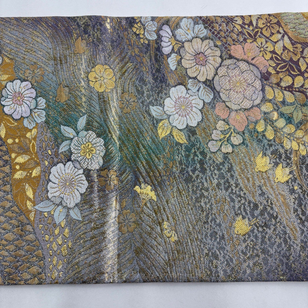 美品】 袋帯 秀品 やまと 本金箔 プラチナ箔 辻が花柄 道長取り 金糸