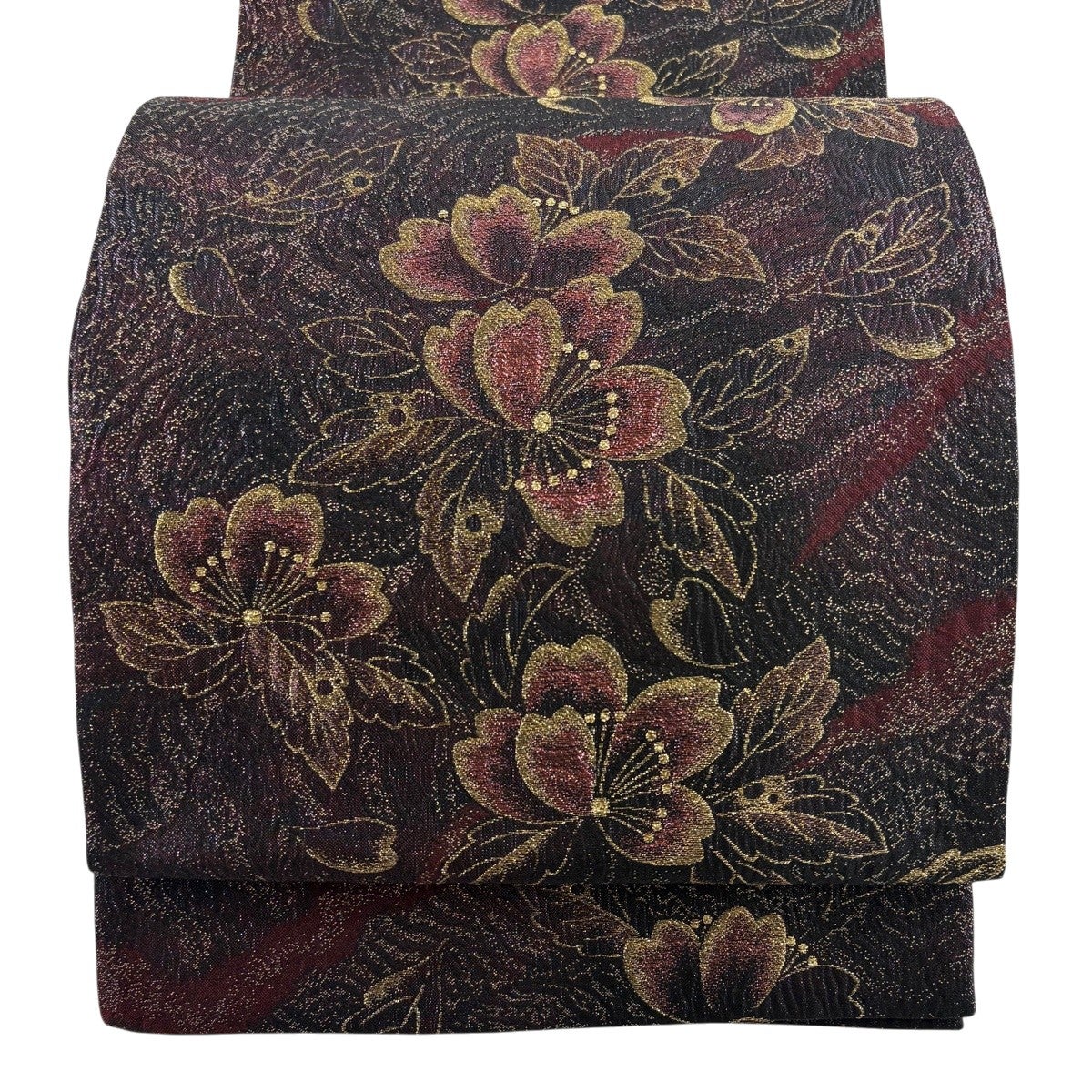 美品】 袋帯 秀品 夏帯 絽 花菱 菊 金糸 箔 黒 六通 正絹｜中古・古着