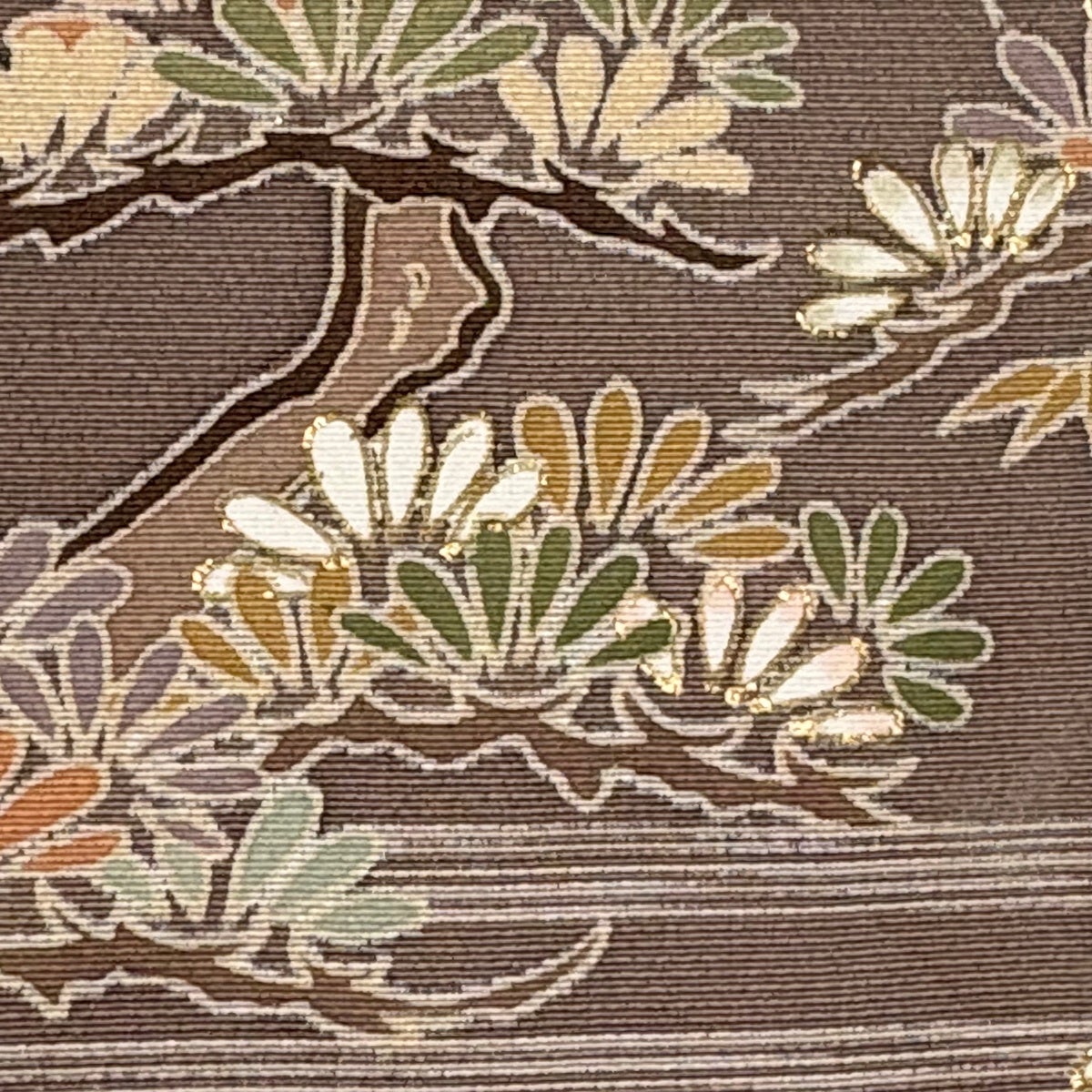 訪問着 身丈156.5cm 裄丈62.5cm S 袷 桜 松竹梅 金彩 灰茶 正絹 秀品