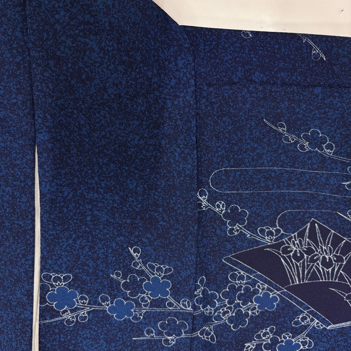 美品】 訪問着 身丈152cm 裄丈65.5cm M 袷 草花 冊子 紺色 正絹 逸品