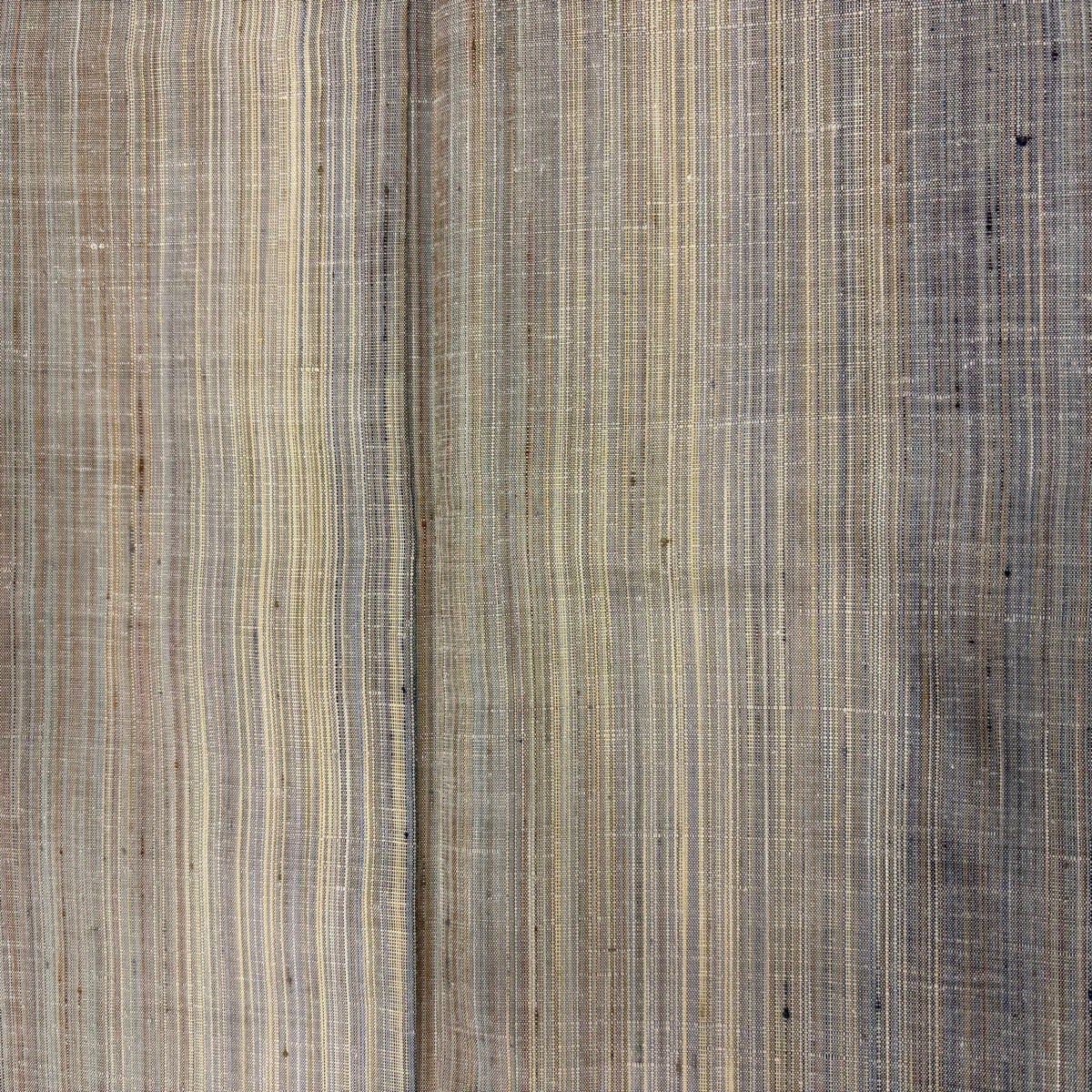 美品】 紬 身丈162cm 裄丈66cm M 袷 縦縞 灰茶 正絹 秀品｜中古・古着