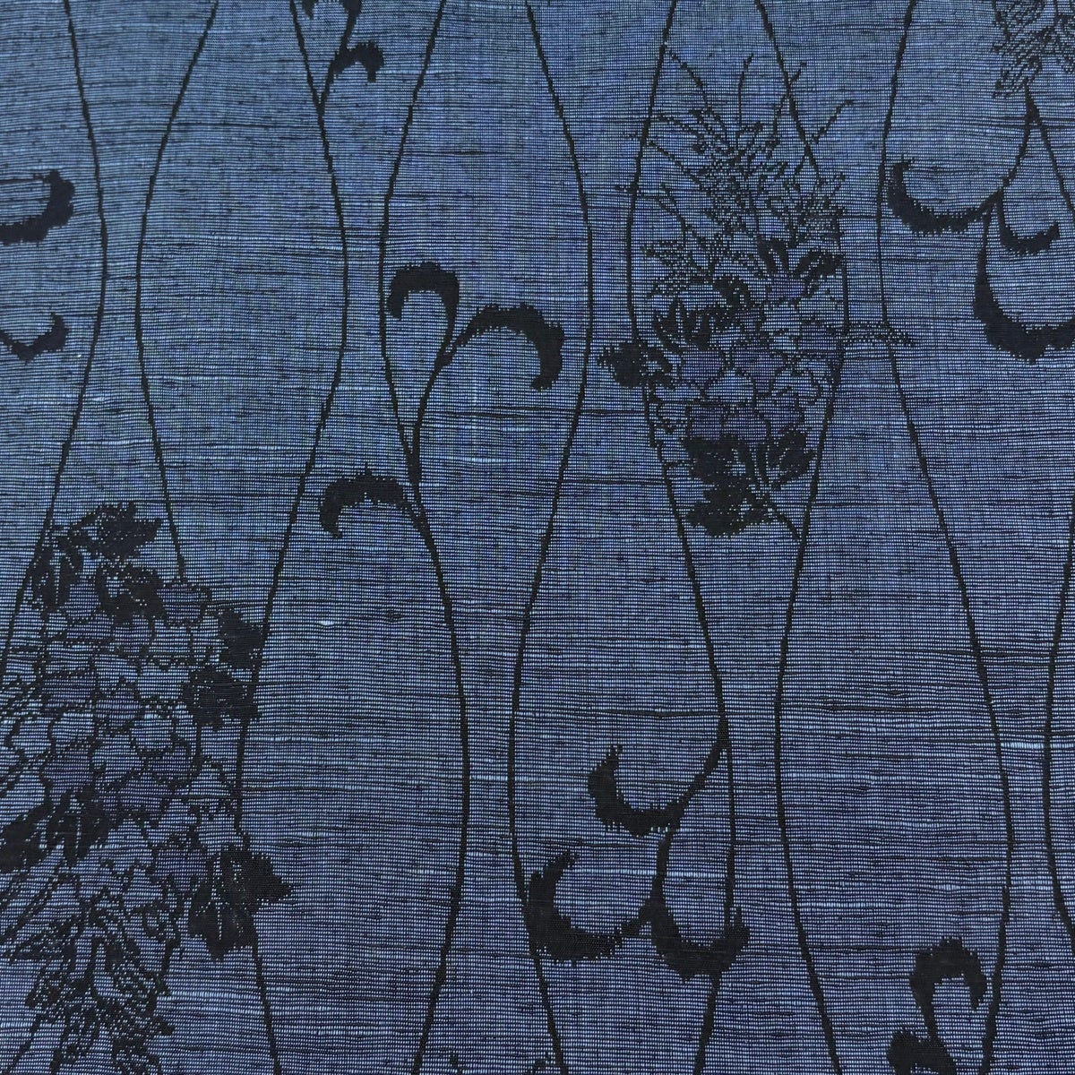 反物 秀品 紬 草花 唐草 藍色 正絹｜中古・古着・リサイクル着物通販