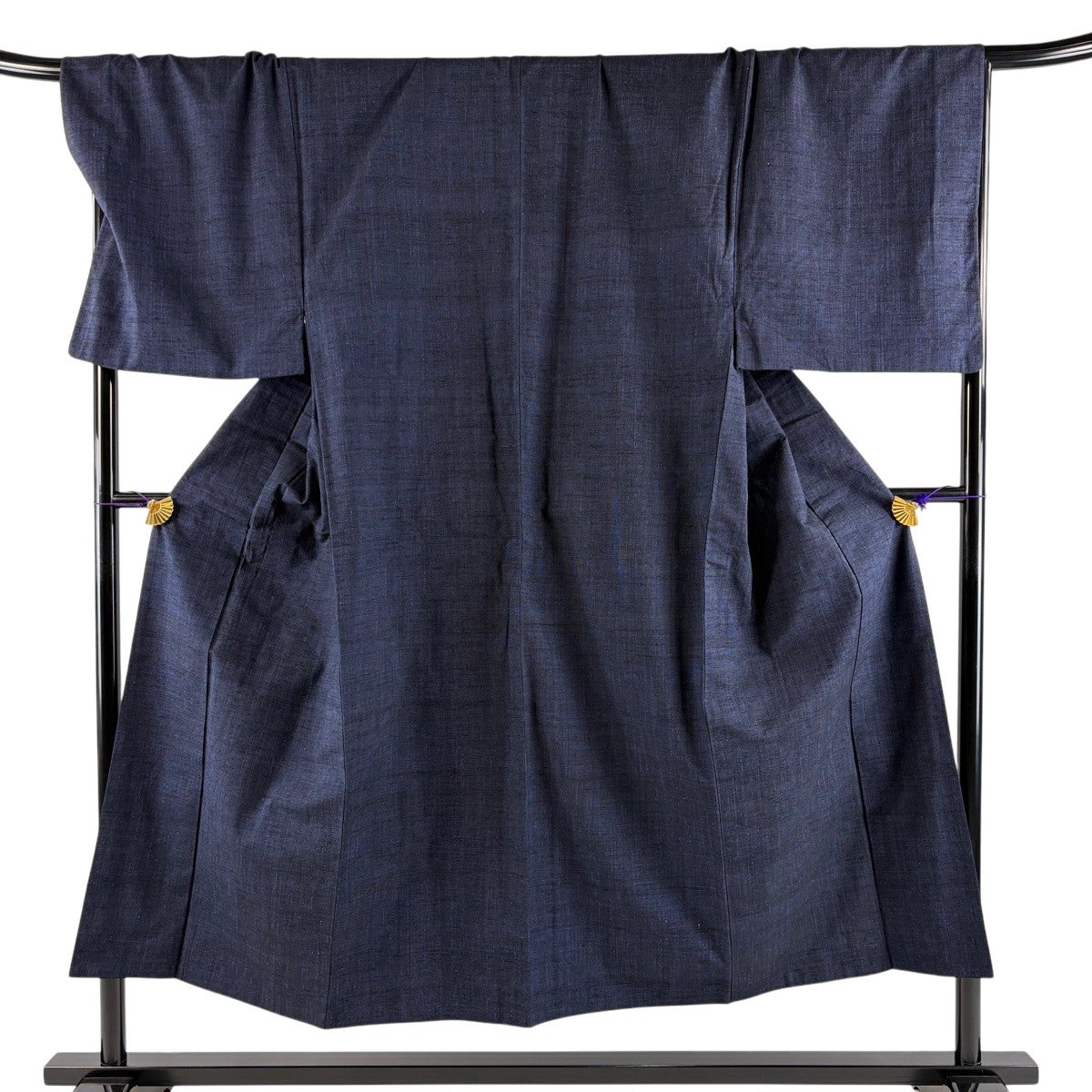 美品】 男着物 身丈150cm 裄丈72.5cm L 袷 アンサンブル 紬 紺色 正絹