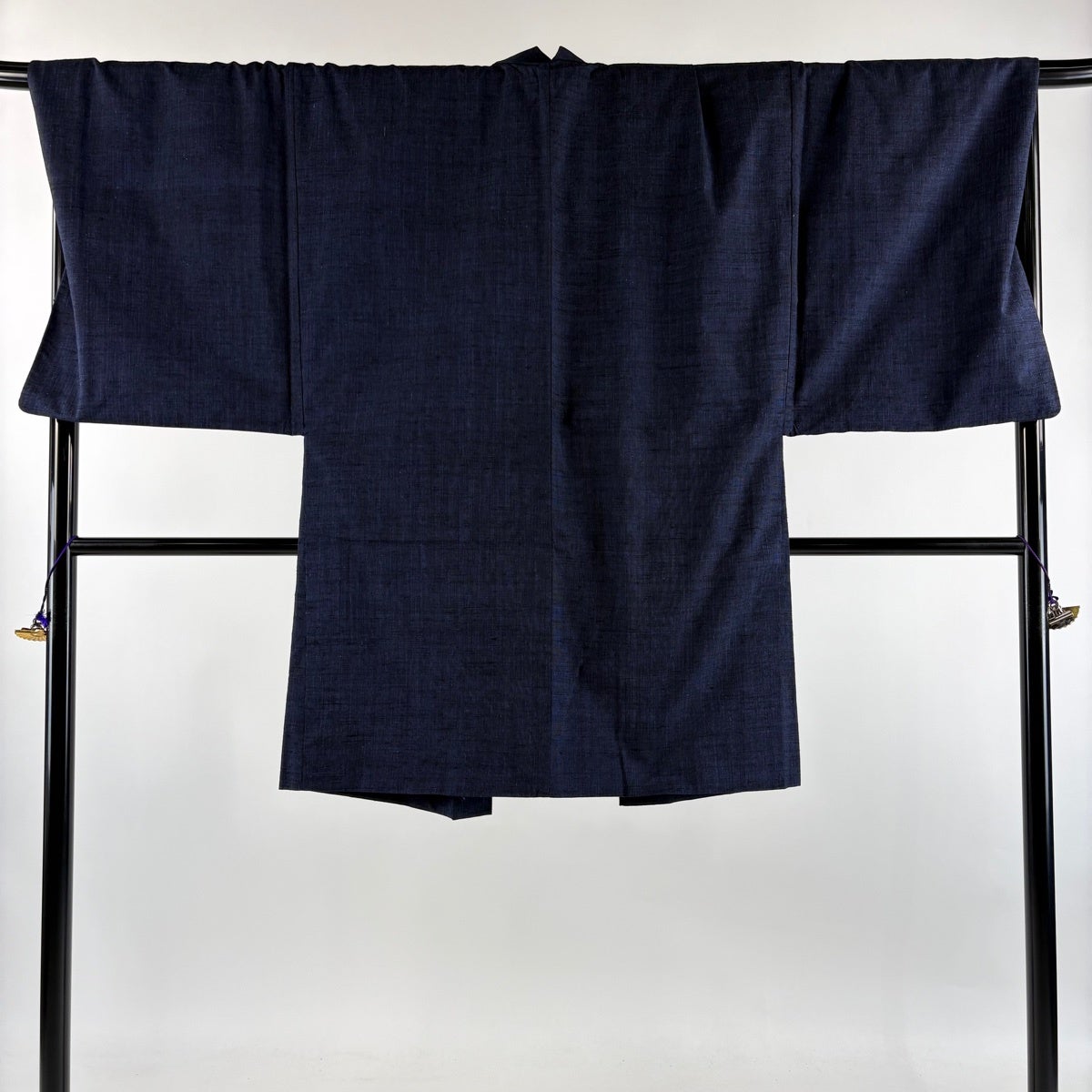 美品】 男着物 身丈150cm 裄丈72.5cm L 袷 アンサンブル 紬 紺色 正絹
