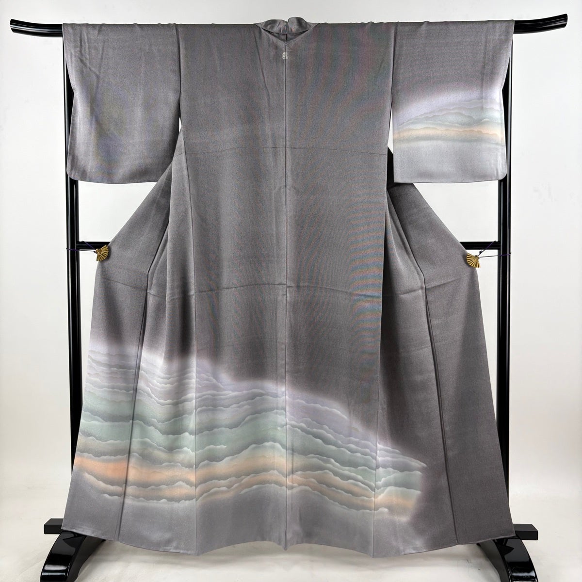 美品】 付下げ 身丈160.5cm 裄丈67cm M 袷 袋帯セット 霞 ぼかし 紫