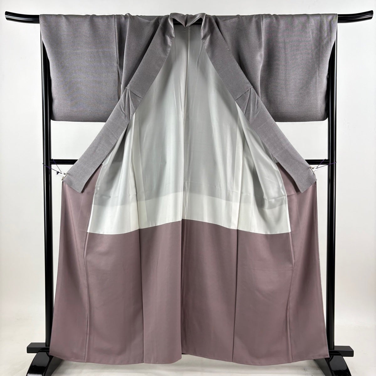 美品】 付下げ 身丈160.5cm 裄丈67cm M 袷 袋帯セット 霞 ぼかし 紫