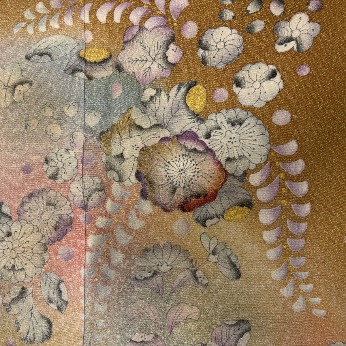 美品】 訪問着 身丈160.5cm 裄丈65cm M 袷 辻が花柄 金銀彩 ぼかし