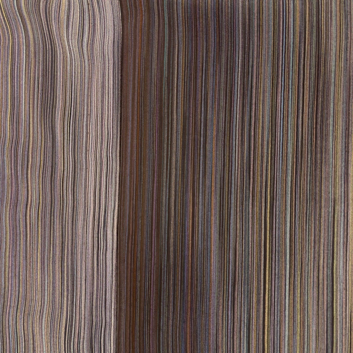 美品】お召 身丈163cm 裄丈65.5cm M 単衣 バチ衿 縦縞 焦茶色 正絹