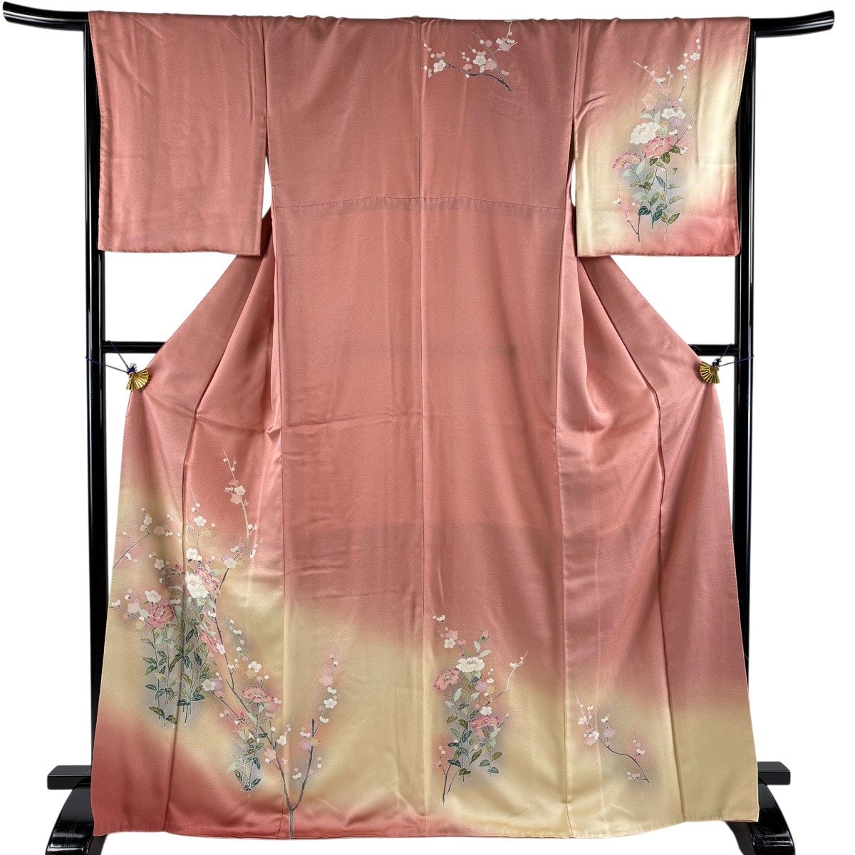 美品】 訪問着 身丈167cm 裄丈66cm M 袷 牡丹 枝梅 染め分け ぼかし
