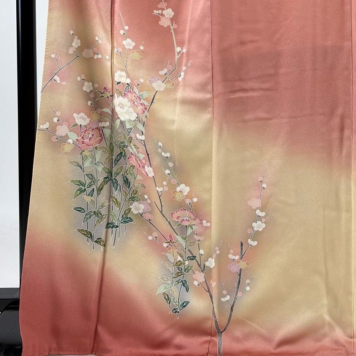 美品】 訪問着 身丈167cm 裄丈66cm M 袷 牡丹 枝梅 染め分け ぼかし