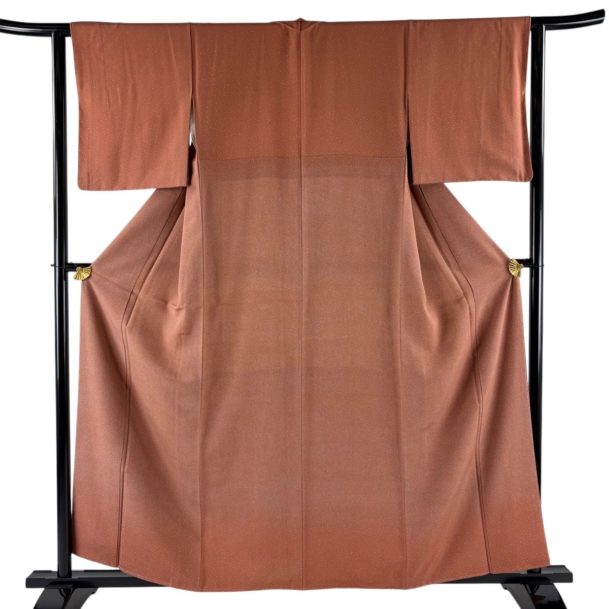 美品】 付下げ 身丈158.5cm 裄丈62cm S 袷 幾何学模様 赤茶 正絹 秀品