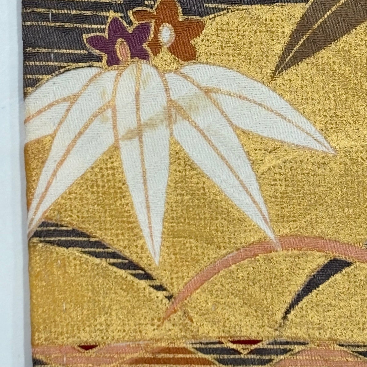 振袖 身丈166cm 裄丈68.5cm L 袷 鼓 草花 金糸 金彩 灰茶 正絹 秀品