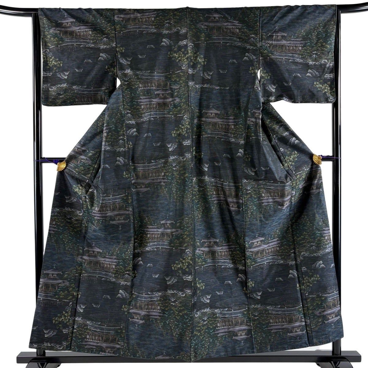 美品】 大島紬 身丈156.5cm 裄丈64cm M 袷 証紙あり 平安神宮 樹木
