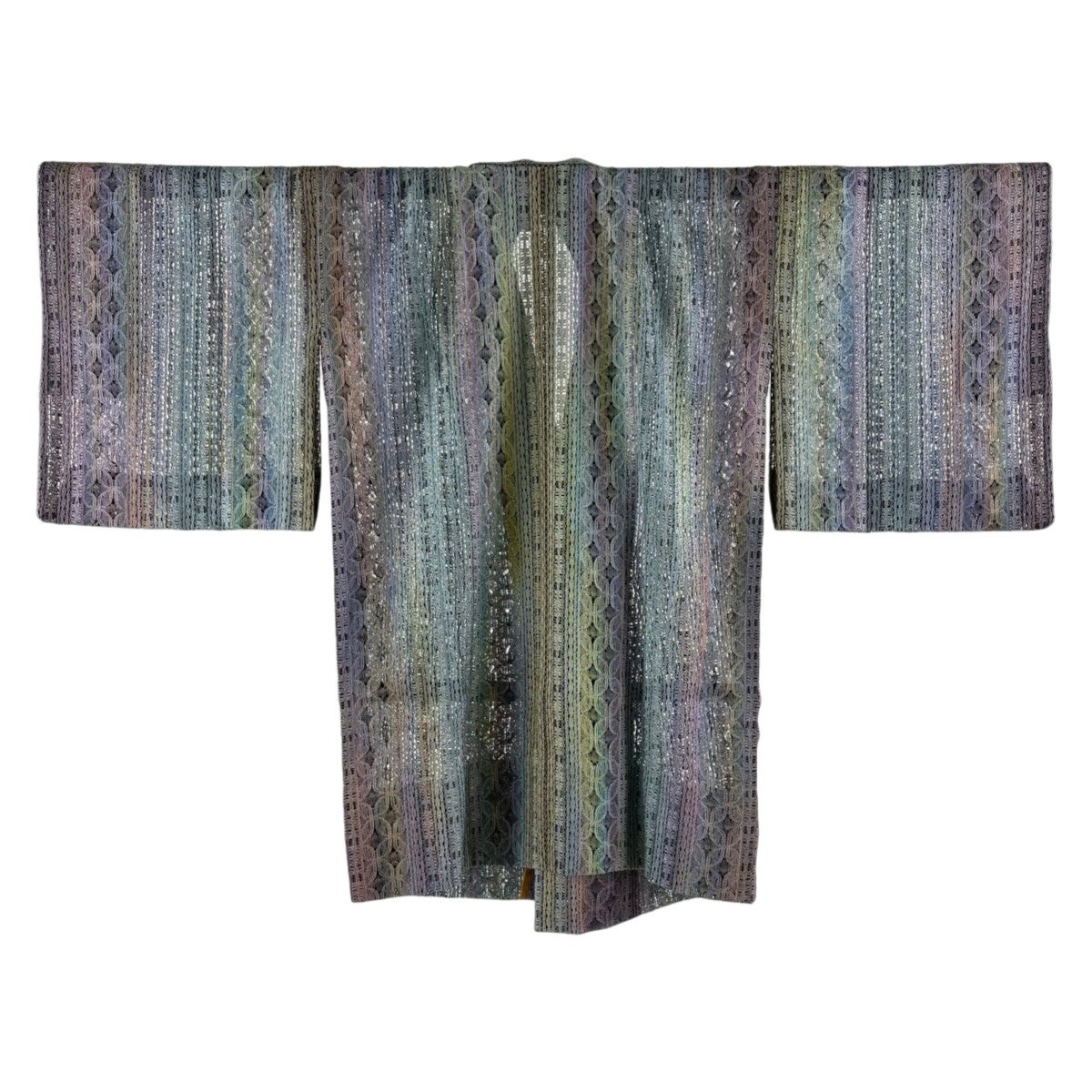 道中着　青緑色　正絹 美品】 道中着 身丈92cm 裄丈66cm M 七宝 ぼかし 青緑 正絹 逸品｜中古