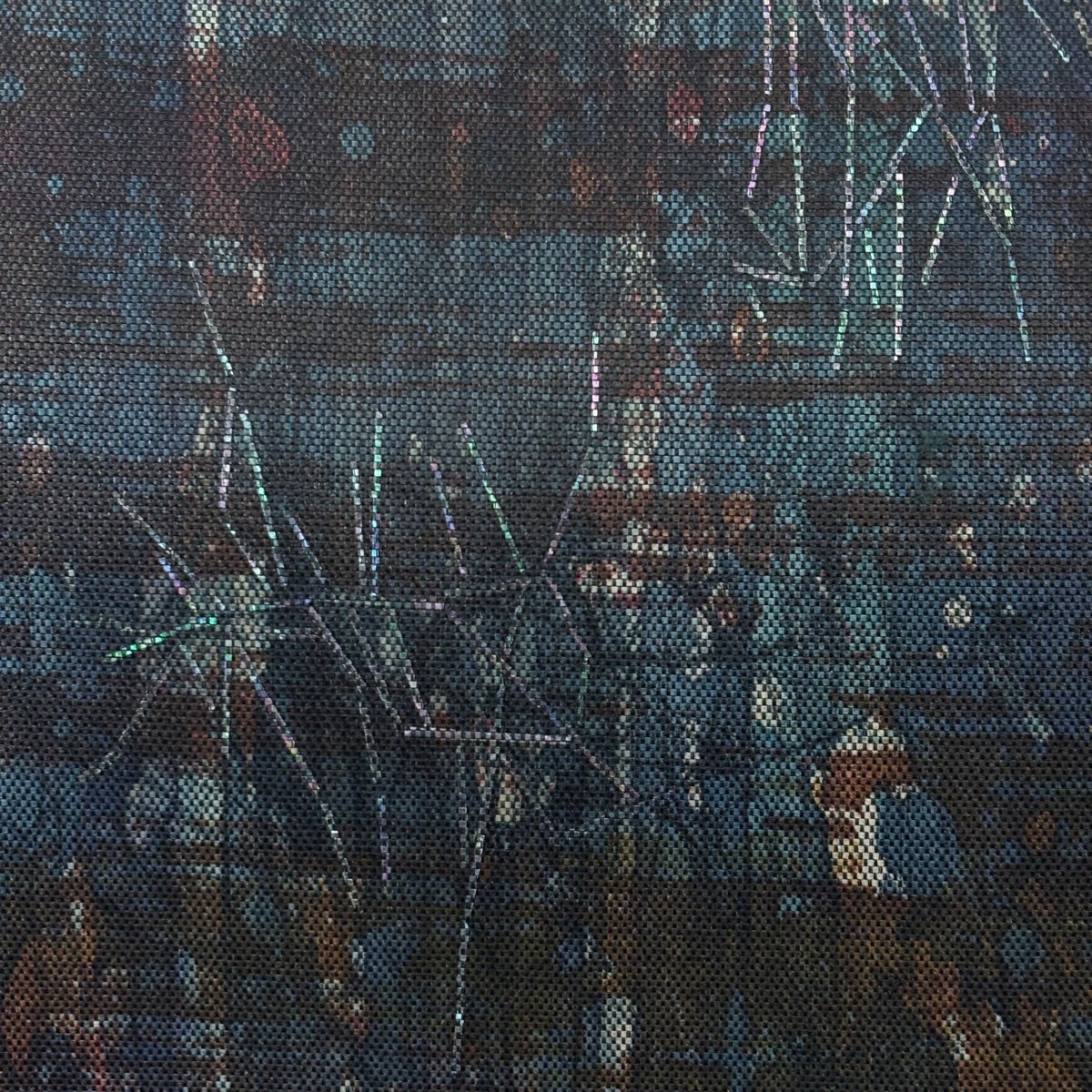 美品】 袋帯 逸品 落款あり 木村幸啓 幾何学模様 螺鈿 箔 青緑 お太鼓