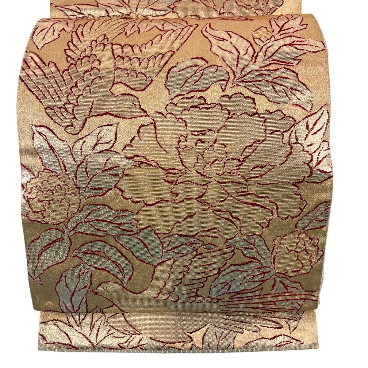 袋帯 逸品 龍村美術織物 たつむら 関西仕立て 花鳥苑錦 金糸 箔 金色