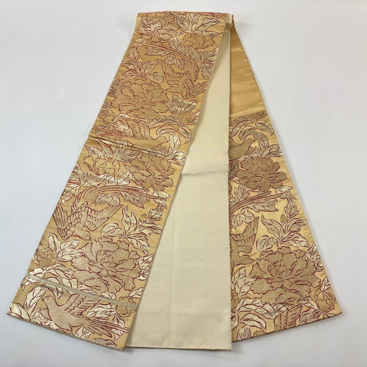 袋帯 逸品 龍村美術織物 たつむら 関西仕立て 花鳥苑錦 金糸 箔 金色