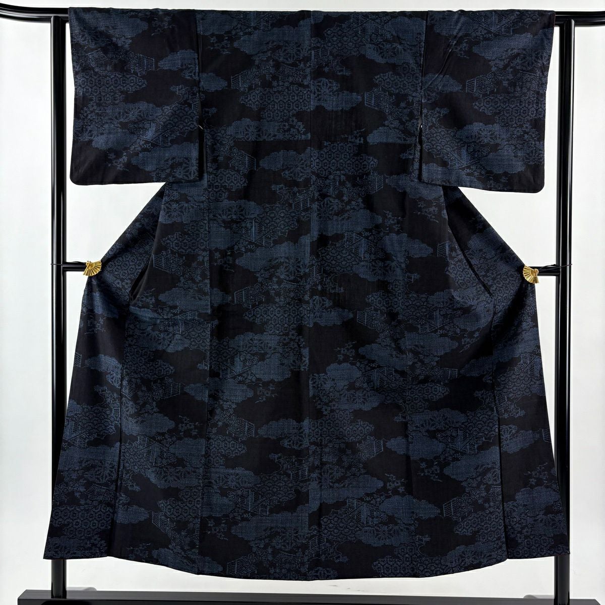 美品】 結城紬 身丈158cm 裄丈66cm M 袷 奥順 本場結城紬 バチ衿 証紙