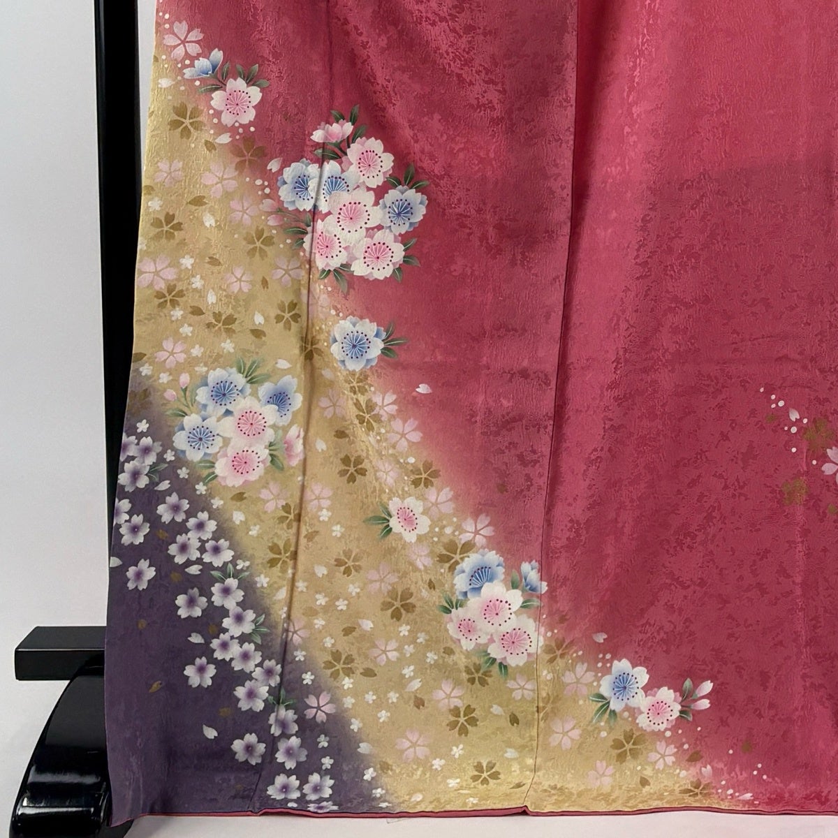 振袖 身丈173.5cm 裄丈67cm M 袷 花丸文 桜 染め分け 金彩 ピンク 正絹