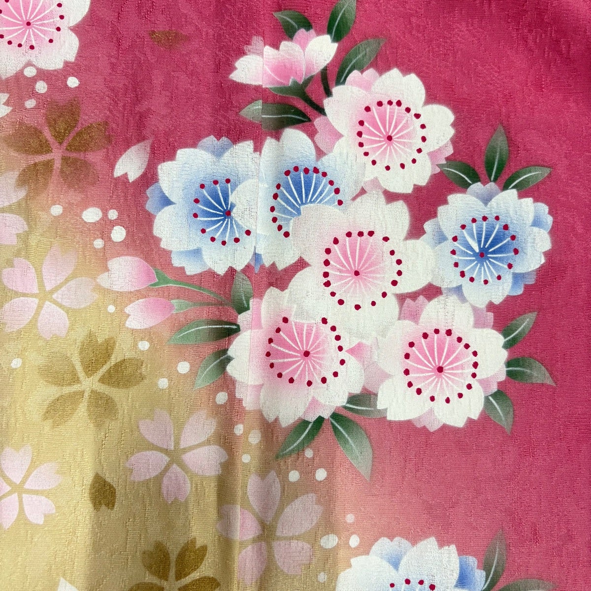 振袖 身丈173.5cm 裄丈67cm M 袷 花丸文 桜 染め分け 金彩 ピンク 正絹