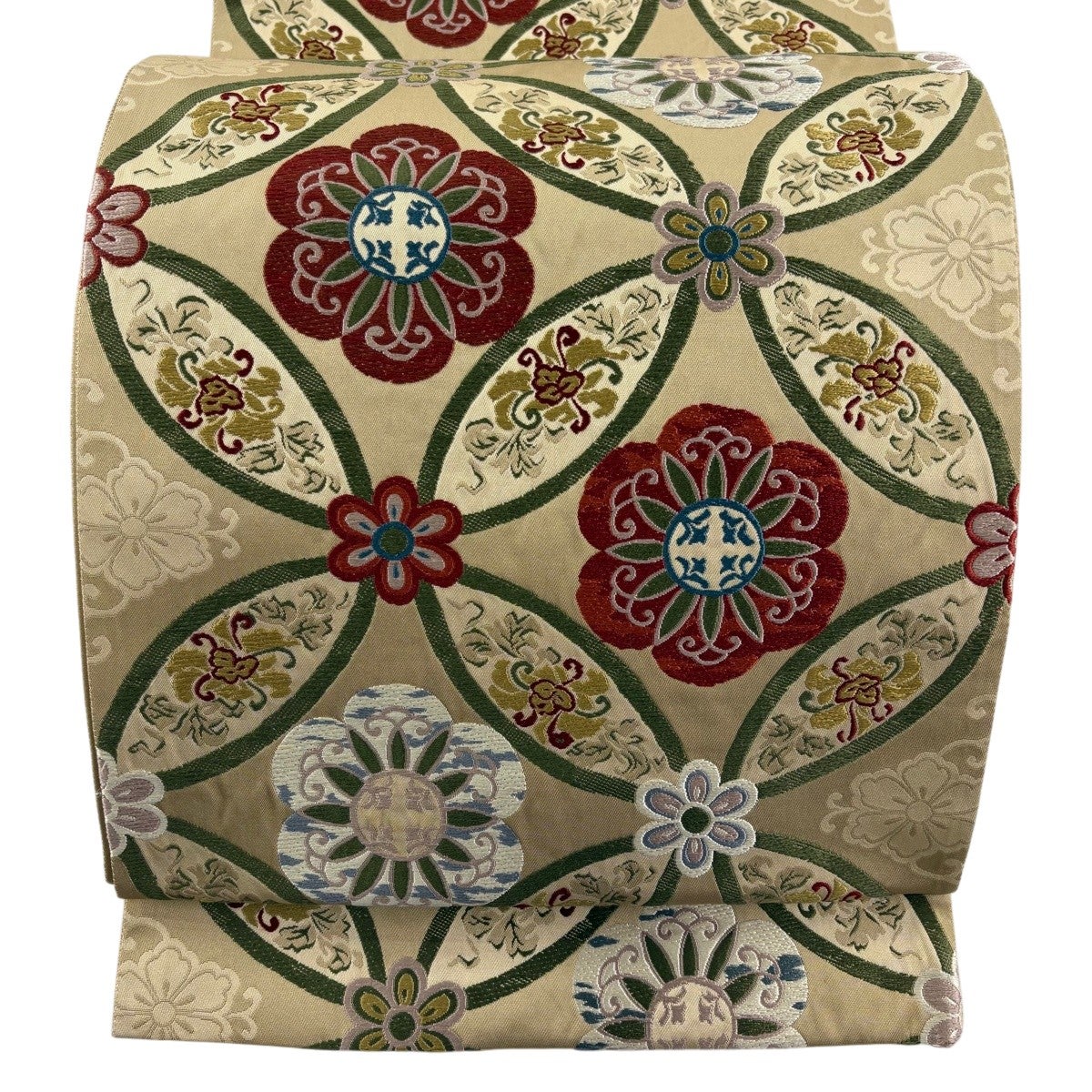 美品】 袋帯 秀品 花鳥 笹蔓 唐織 金糸 金色 六通 正絹｜中古・古着