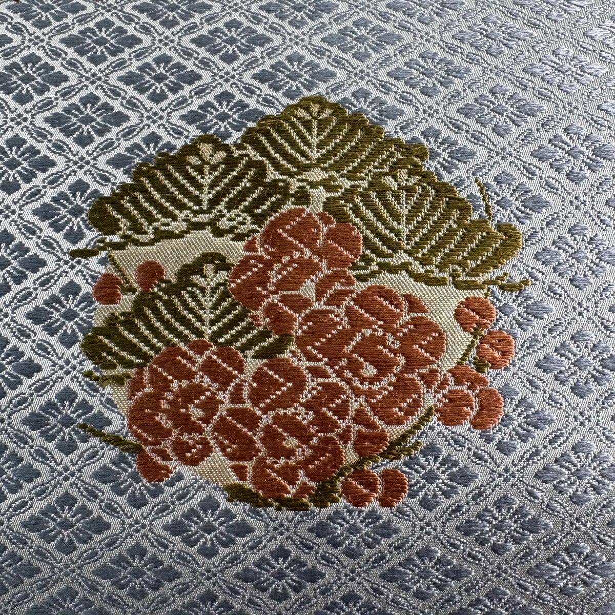 袋帯 名品 花丸文 花菱 箔 薄紫 お太鼓柄 正絹｜中古・古着