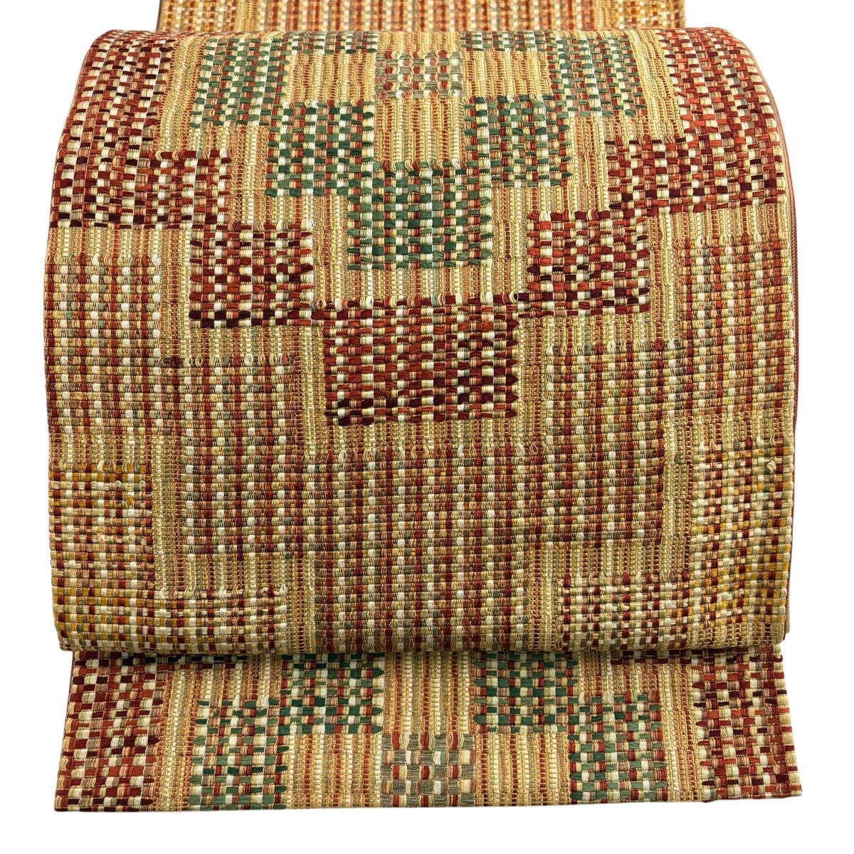 美品 袋帯 秀品 花 幾何学模様 金糸 箔 山吹色 お太鼓柄 正絹 美品 袋帯 秀品 花 幾何学模様 金糸 箔 山吹色 お太鼓柄 正絹