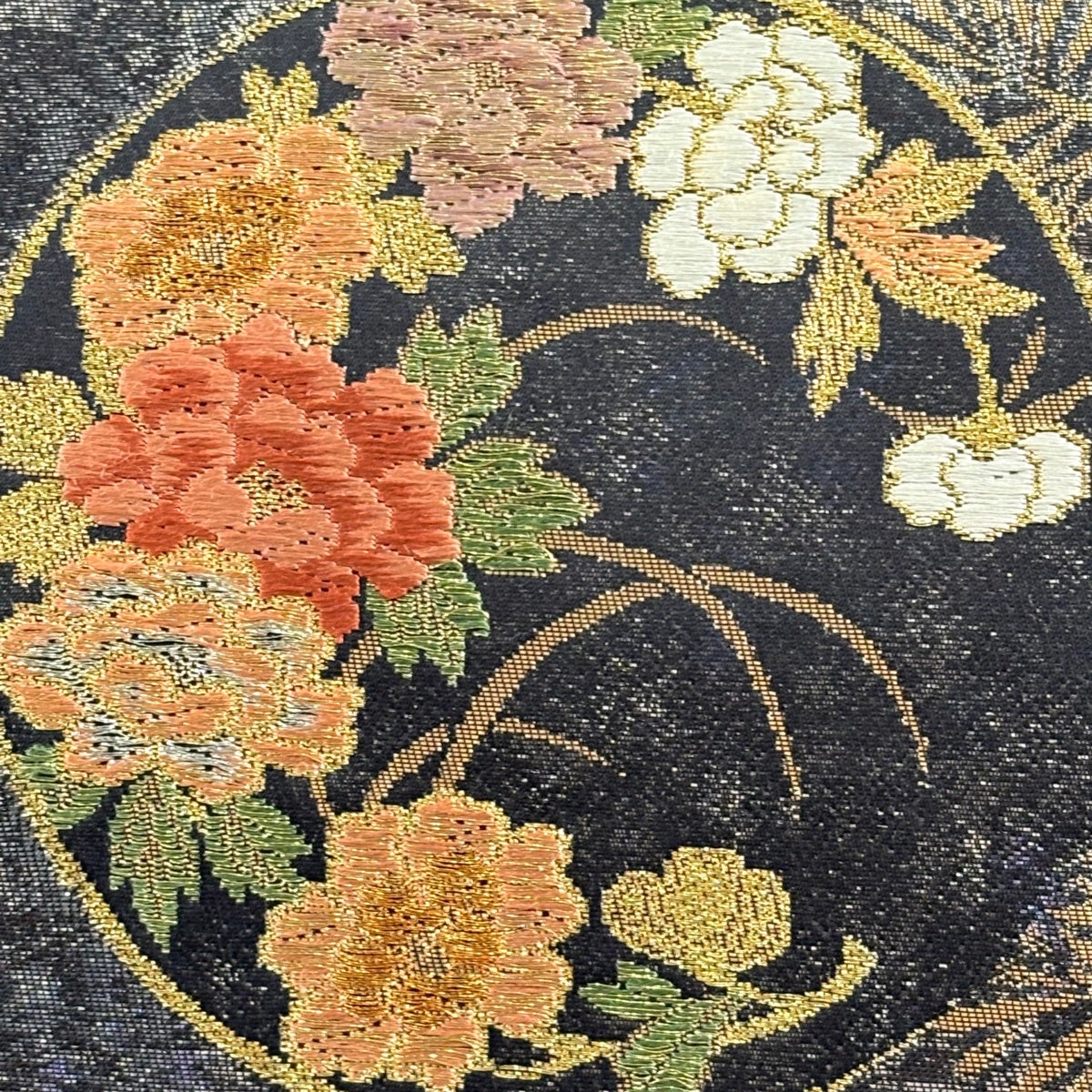 美品】 袋帯 秀品 草花 樹木 金銀糸 箔 薄緑 六通 正絹｜中古・古着