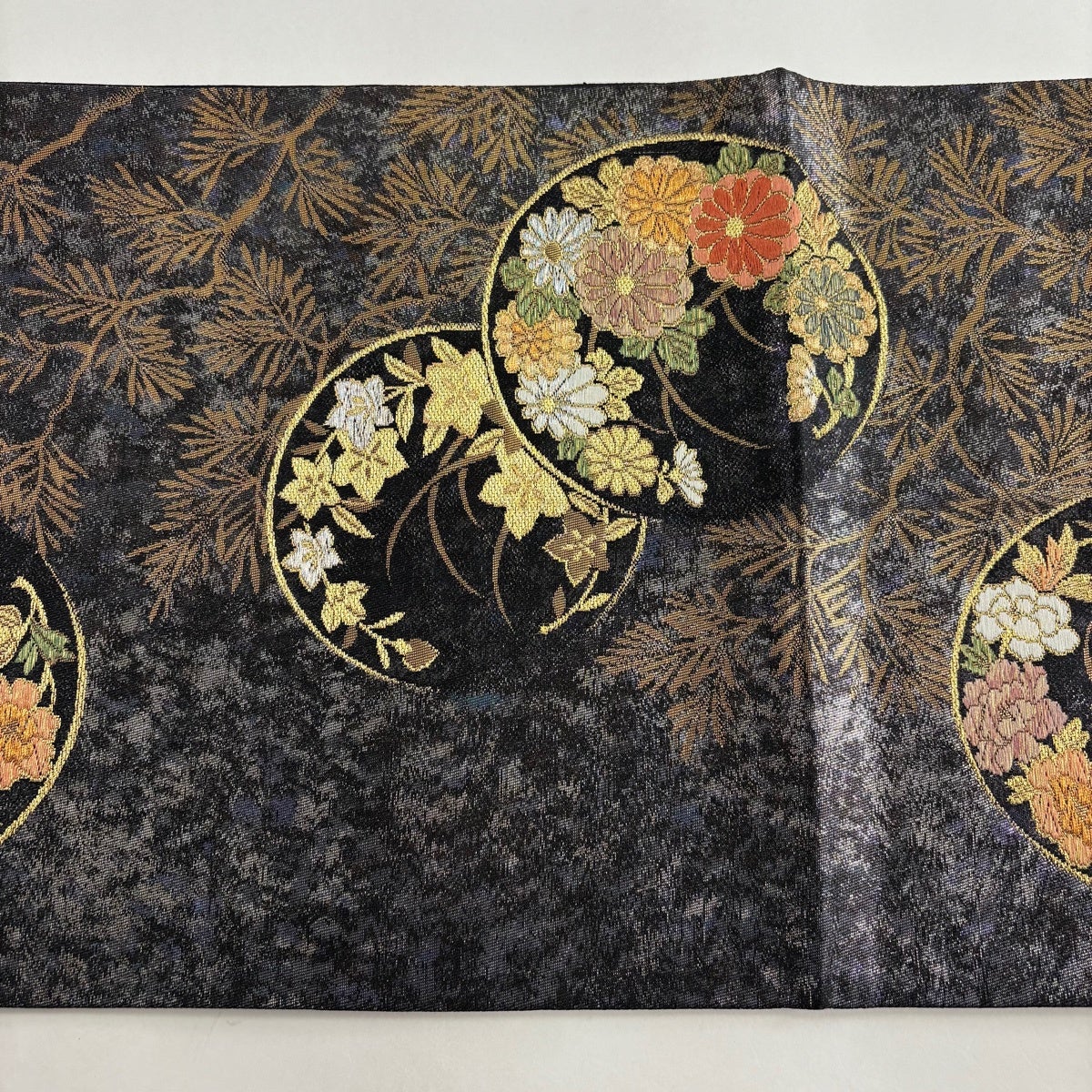 美品】 袋帯 秀品 草花 樹木 金銀糸 箔 薄緑 六通 正絹｜中古・古着