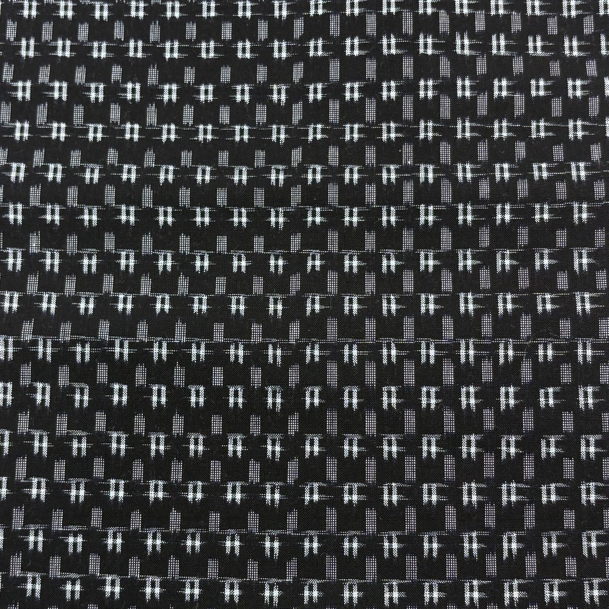 反物 名品 紬 久留米かすり 証紙有 絣柄 黒 綿｜中古・古着