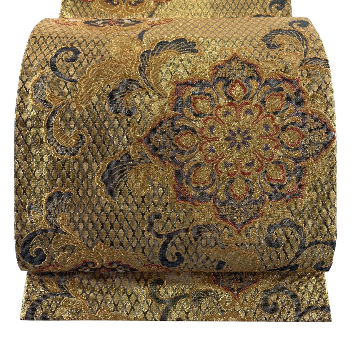 袋帯 秀品 華文 花唐草 箔 金糸 金色 六通 正絹｜中古・古着