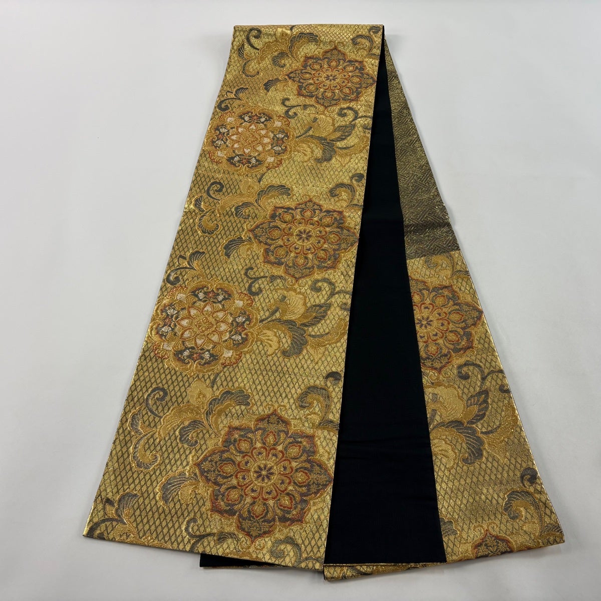 袋帯 秀品 華文 花唐草 箔 金糸 金色 六通 正絹｜中古・古着