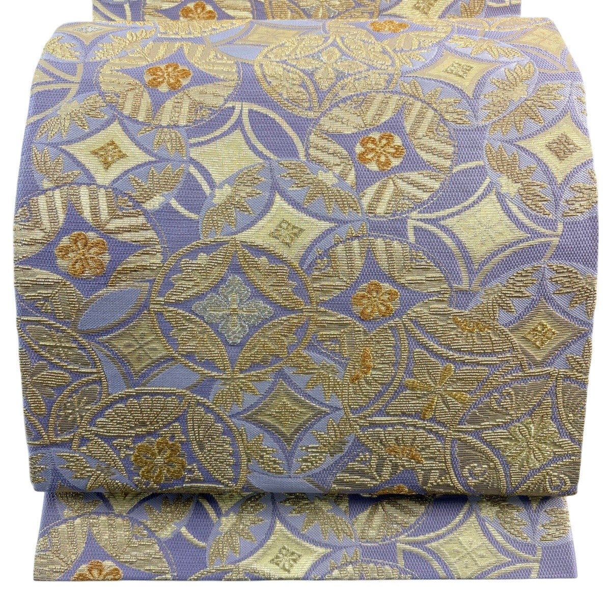 美品】 袋帯 名品 松竹梅 七宝 金銀糸 箔 薄紫 六通 正絹｜中古・古着
